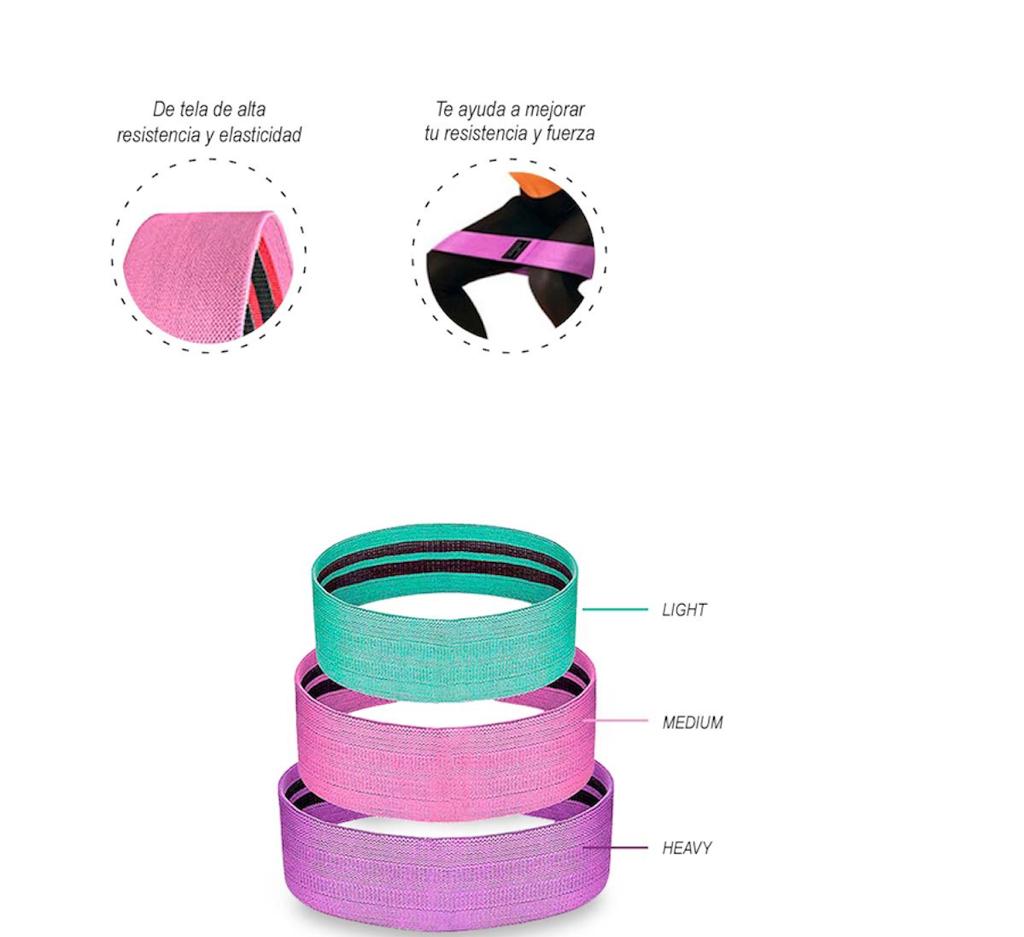 BANDAS DE RESISTENCIA DE TELA - FITMAMA COACH